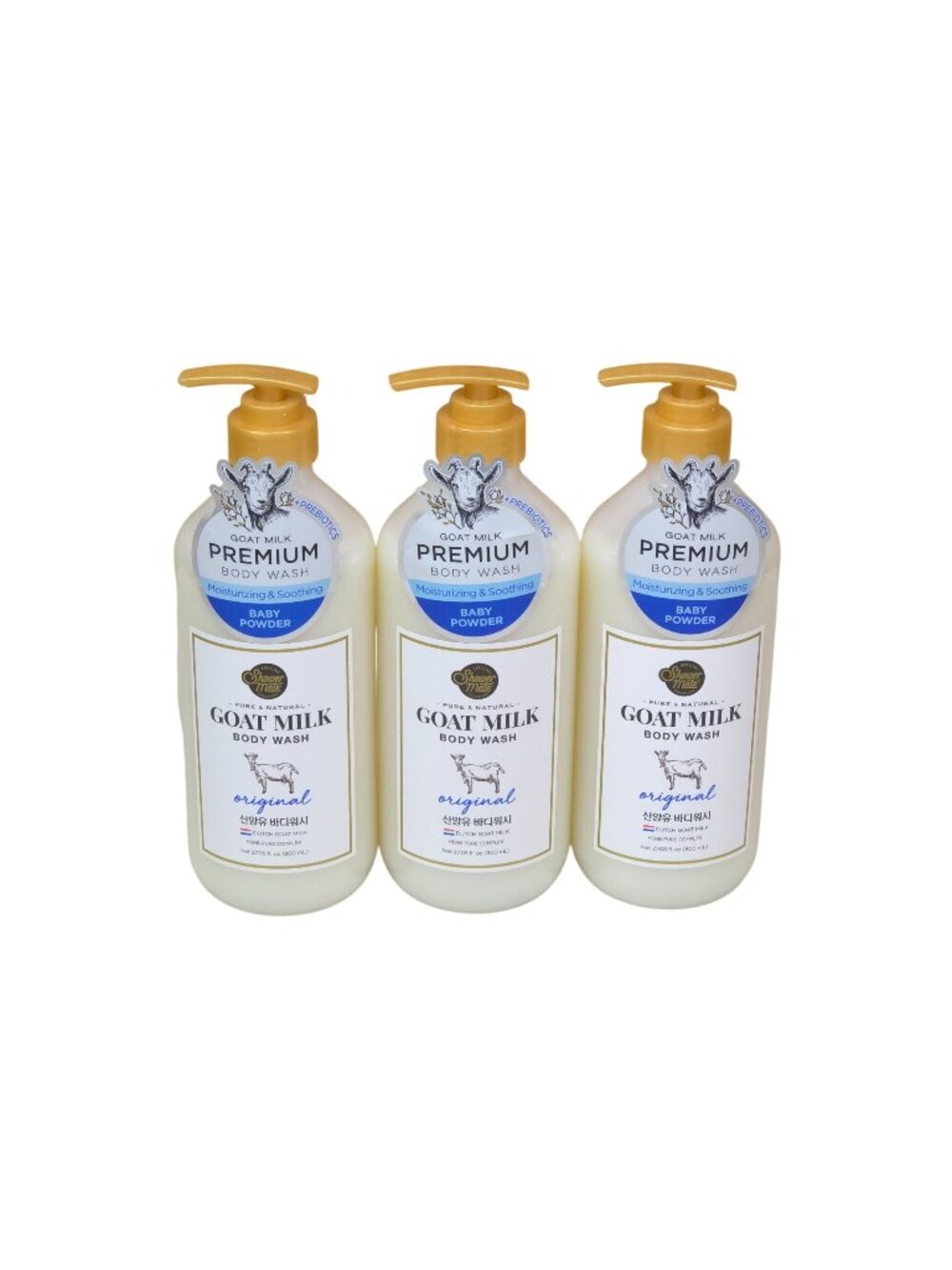 Aekyung Shower Mate 3 pks Goat Milk Body Wash Original Scent Gentle Jumbo 27oz
